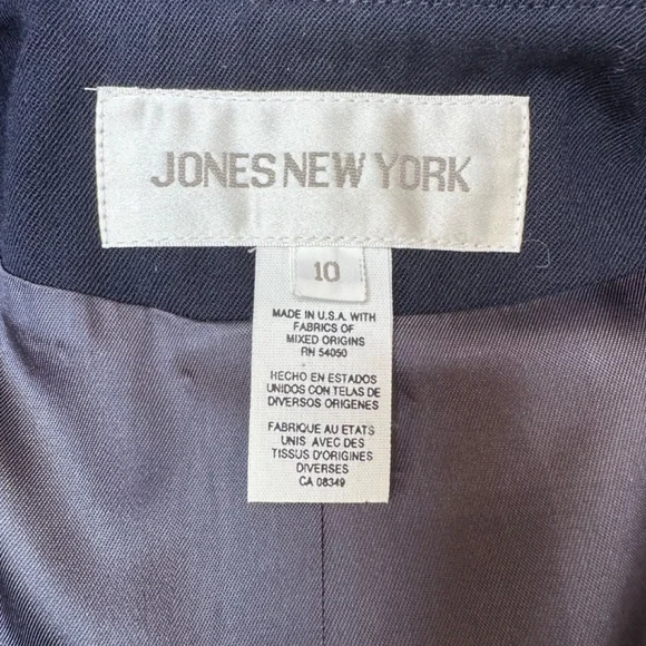 Jones New York Navy Wool double breasted military inspired blazer.  SZ 10 EUC! - Picture 12 of 13